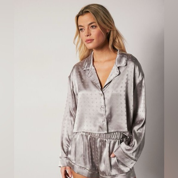Dynamite Other - Chic Silver Satin Pajama Top